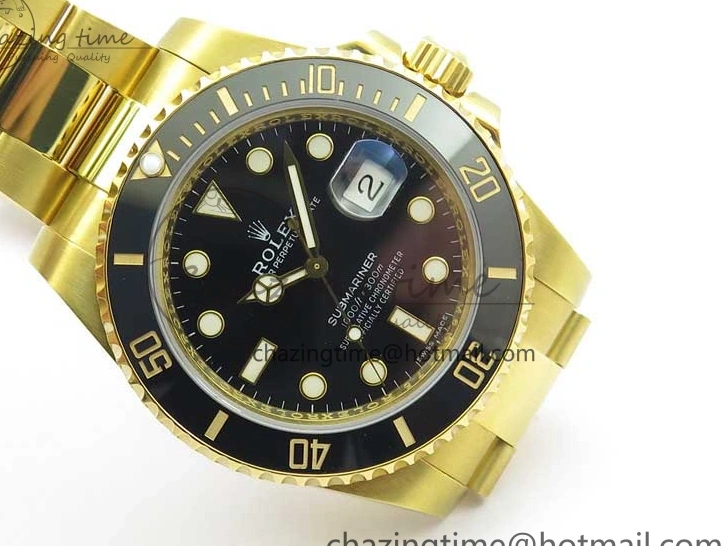 LN A2836 YG Dial Best Edition Wrapped Wrapped Bracelet Submariner Black 116618 D1F YG on 0207